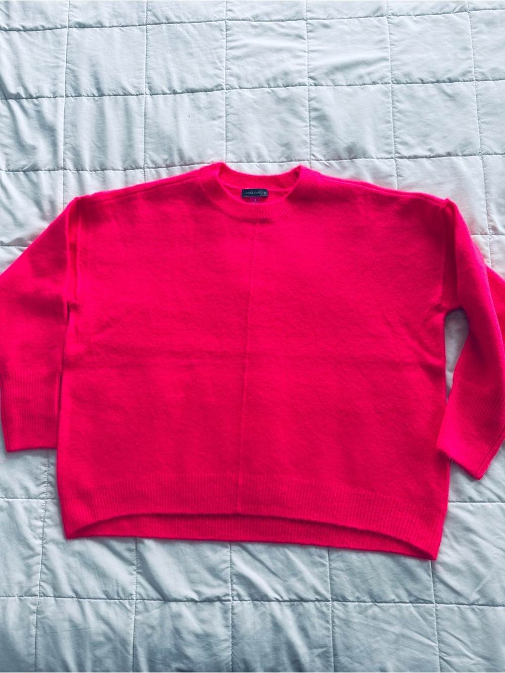 NEW Vince Camuto Oversized Hot Pink Crewneck Sweater